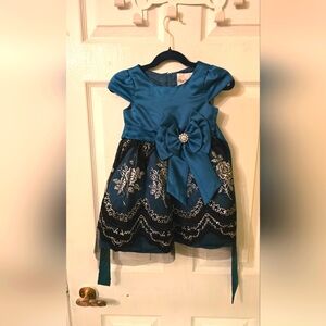 Toddler Girl's Rare Editions Teal Dress Size 3T